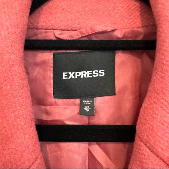 Express Womens Classic Trench Pea Coat in Blush Pink size XS Wool Blend Belted - Picture 3 of 8